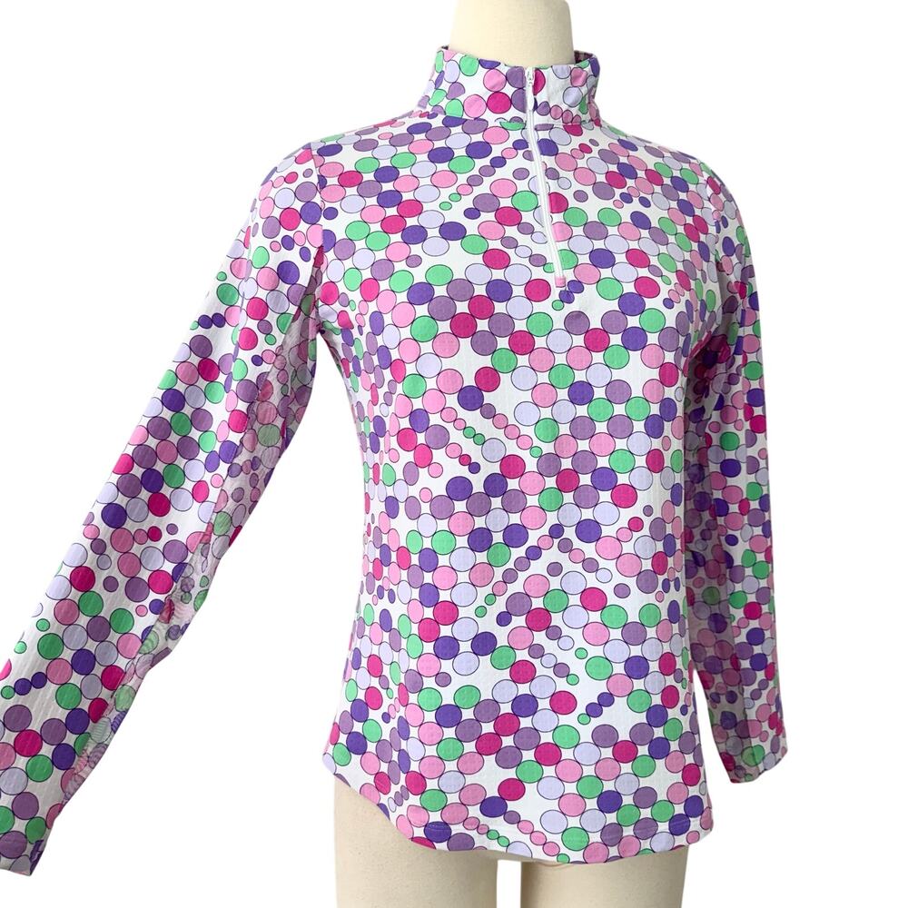 IBKUL Quarter Zip Golf Top Sweatshirt “Live Love Laugh" Print Multicolor S